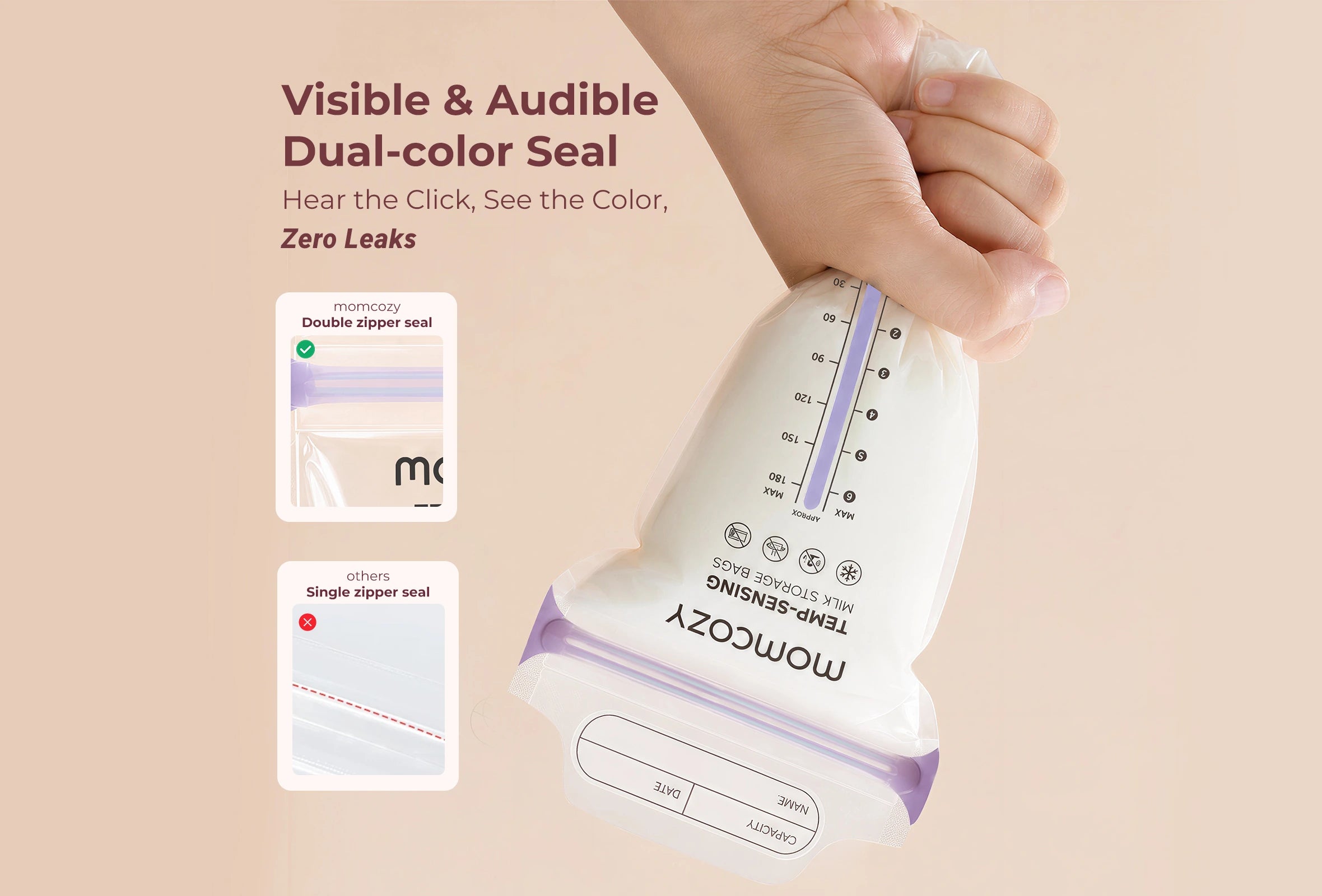 【Upgraded】Momcozy Breastmilk Storage Bags