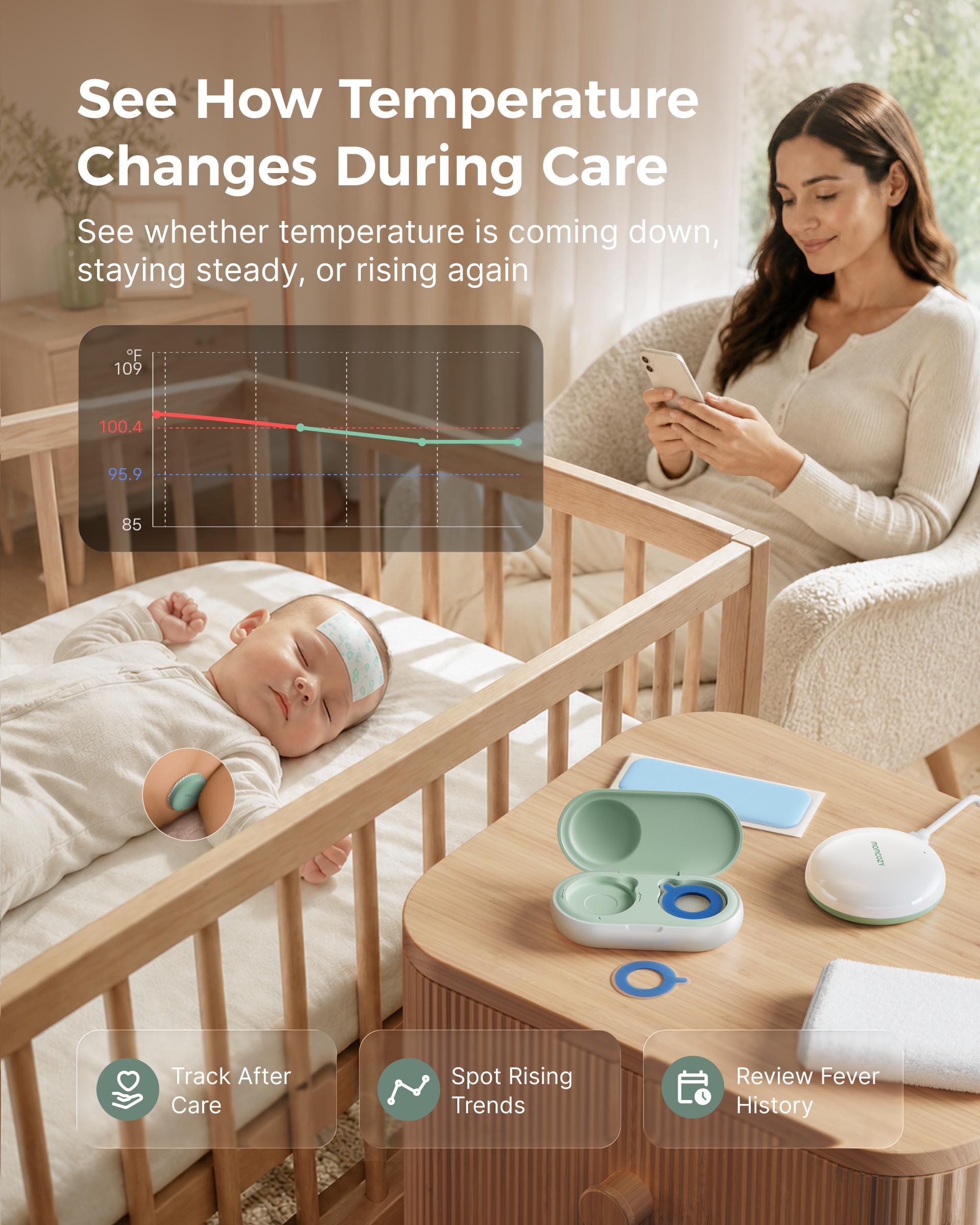 Momcozy Smart Wearable Baby Thermometer & Signal Booster Set