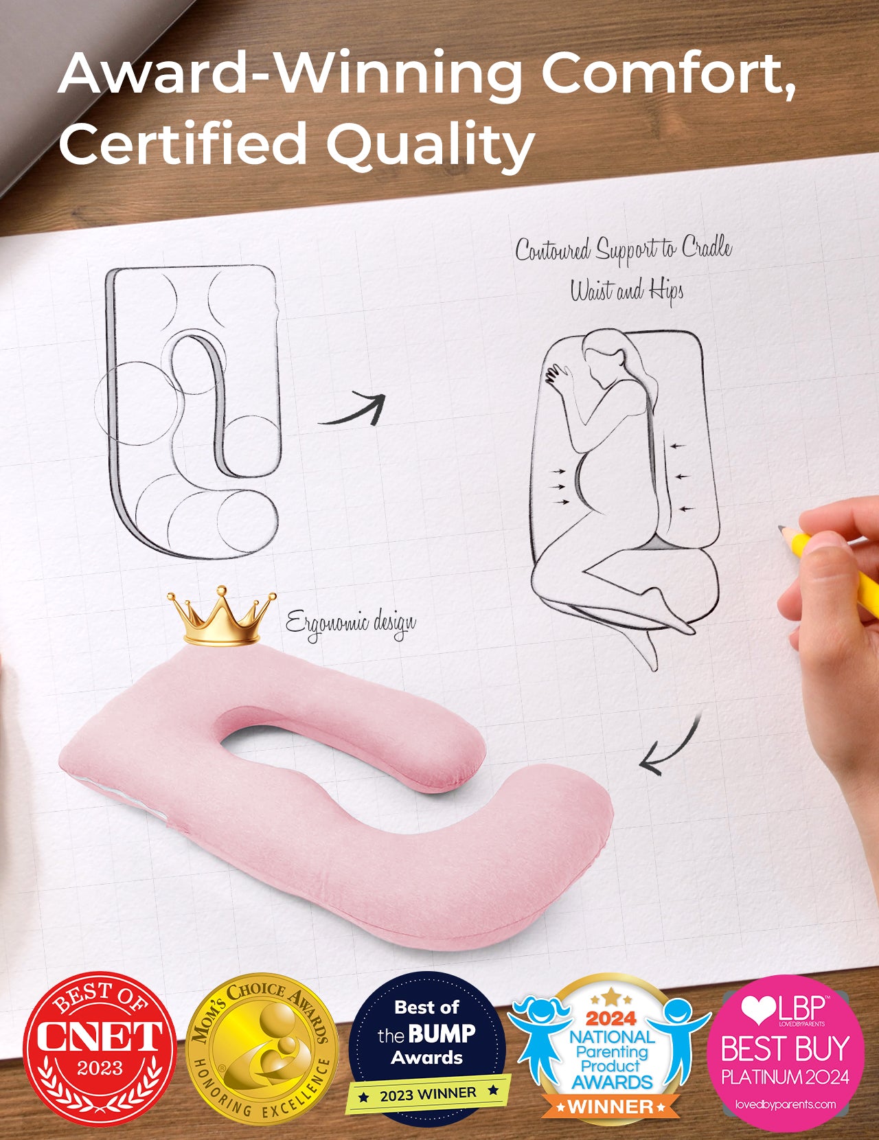 Huggable - U Shaped Cotton Maternity Body Pillow