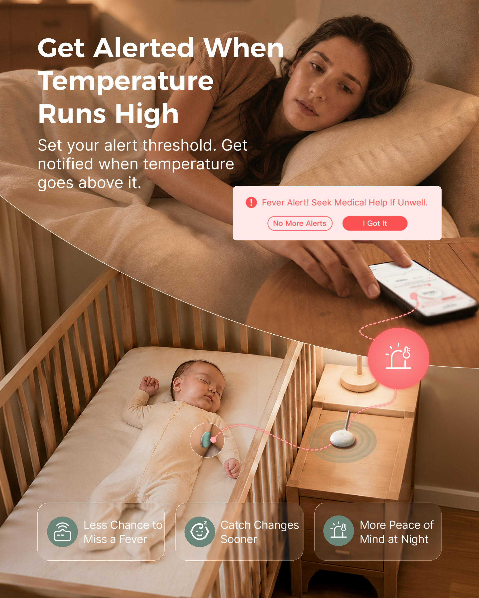 Momcozy Smart Wearable Baby Thermometer & Signal Booster Set