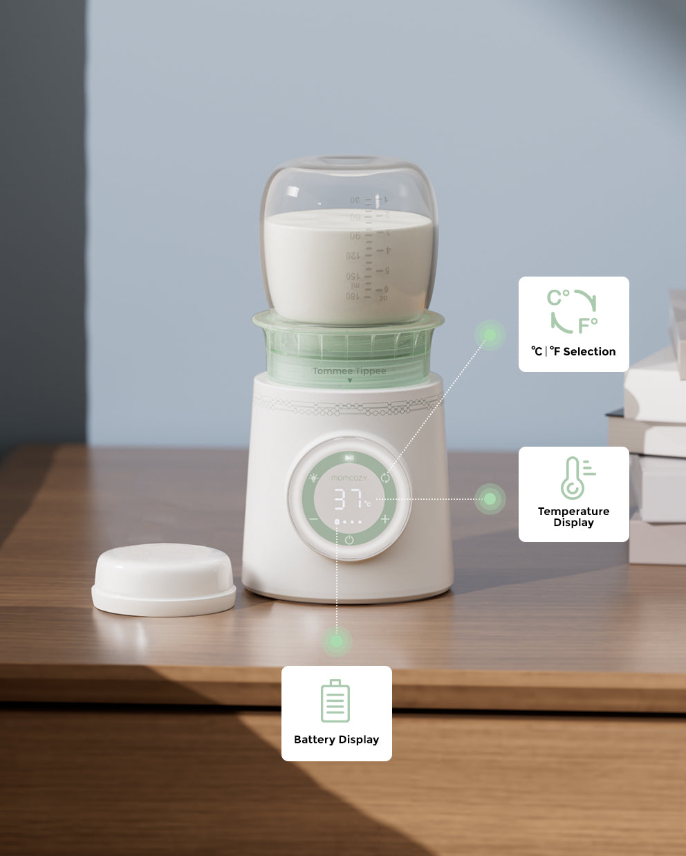 Easy@Home Portable Baby Warmer Bottle Milk: Warmer for Newborn Breastmilk and Formula with 6 Adapters 3 Minutes Fast Heating - Travel Bottle Warmer