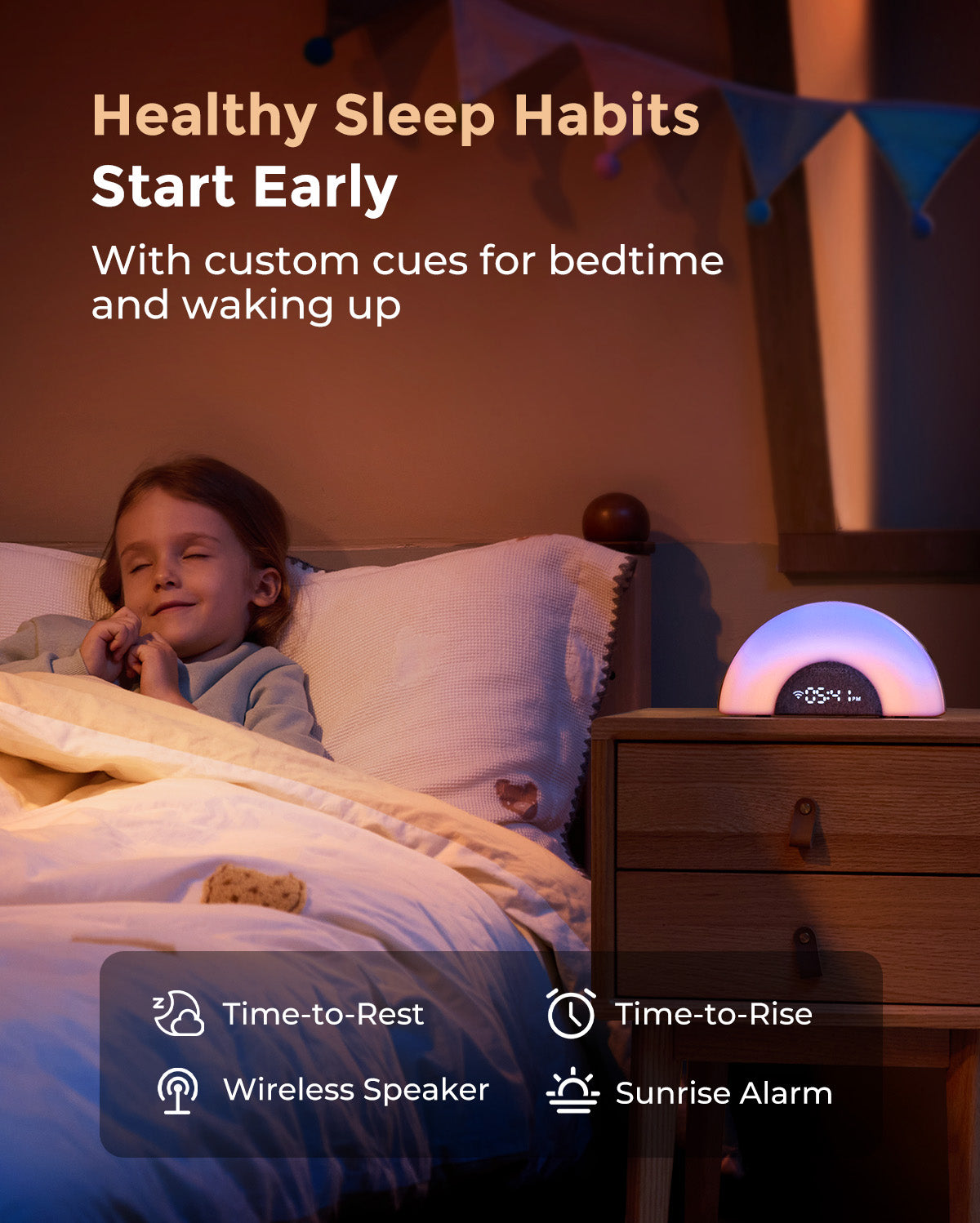  DreamSync™ Machine à sons portable Momcozy pour bébé – Bruit blanc, berceuses & lumière arc-en-ciel avec contrôle App