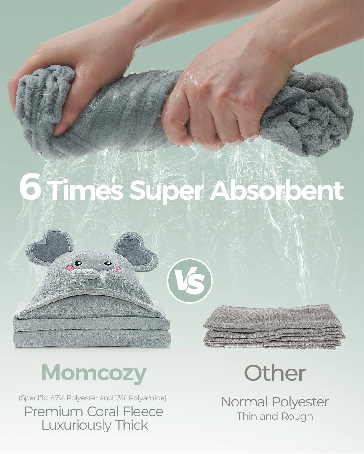 MOMCOZY mit Kapuze -Babybadetuch - freundlicher Panda