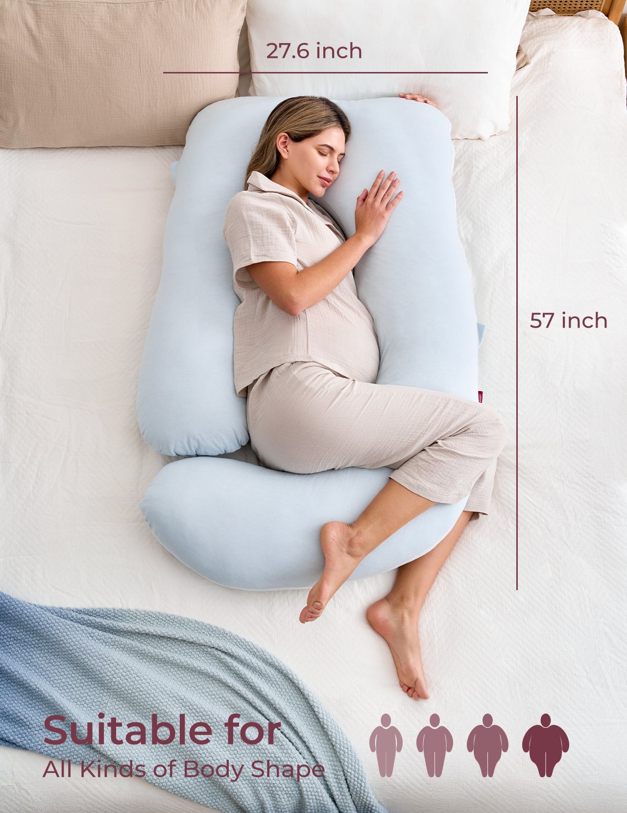 Huggable - U Shaped Cotton Maternity Body Pillow