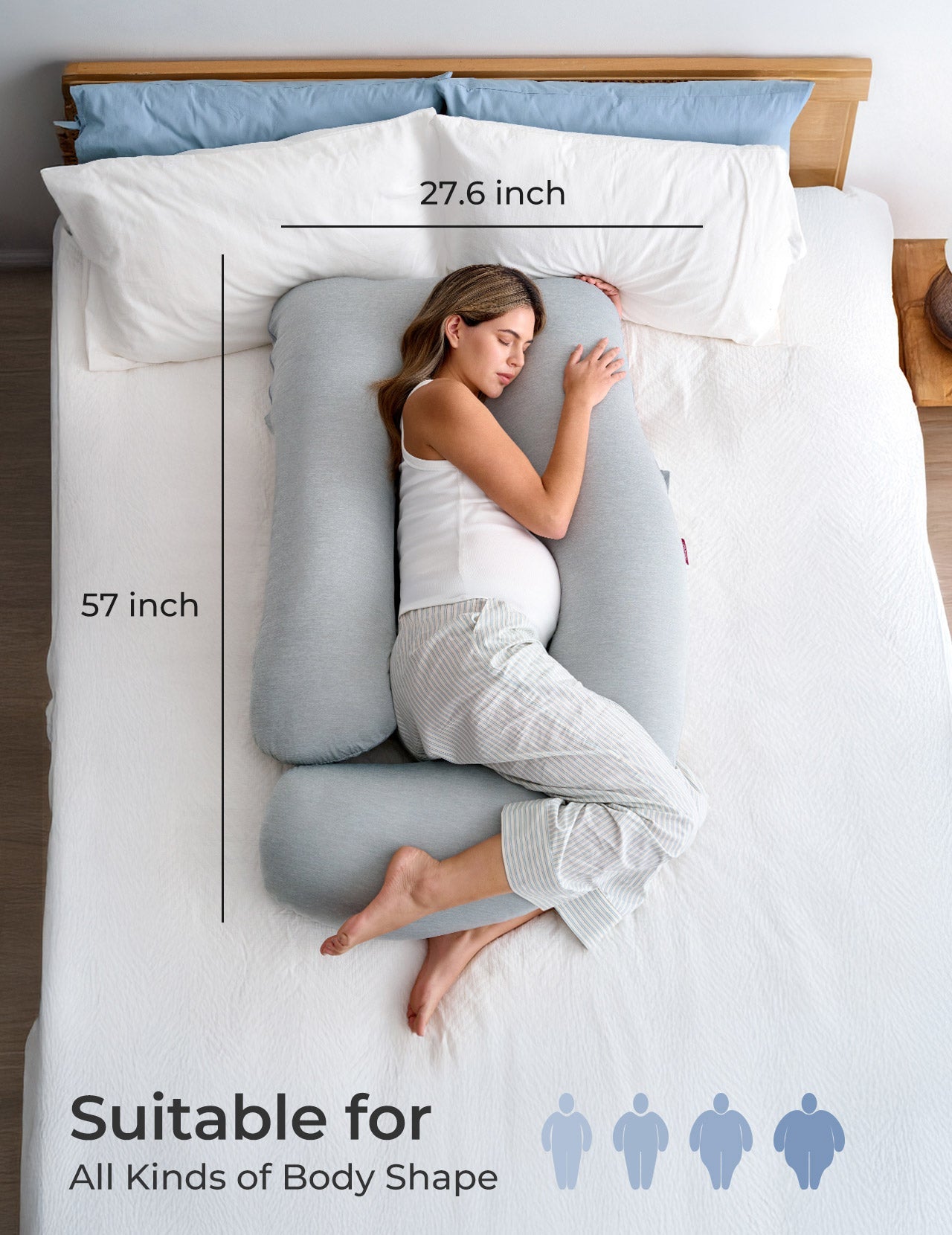 Coussin de grossesse Momcozy Full Body 145 cm en forme de U