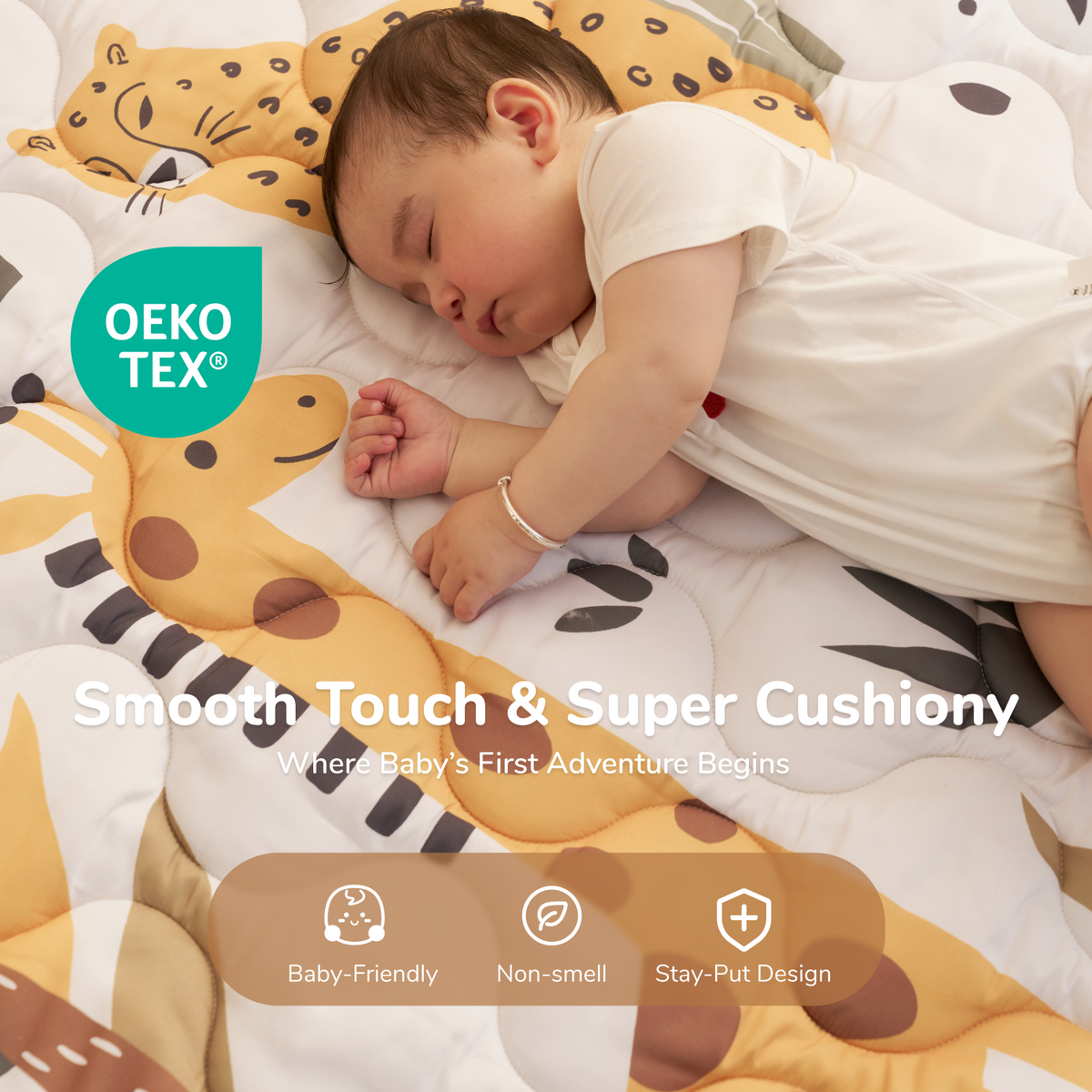 Momcozy giraffe playmat folded