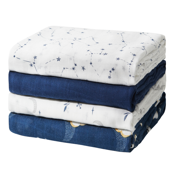 Momcozy Softness Swaddle Blankets -   Midnight Star Clouds (4 Pack)