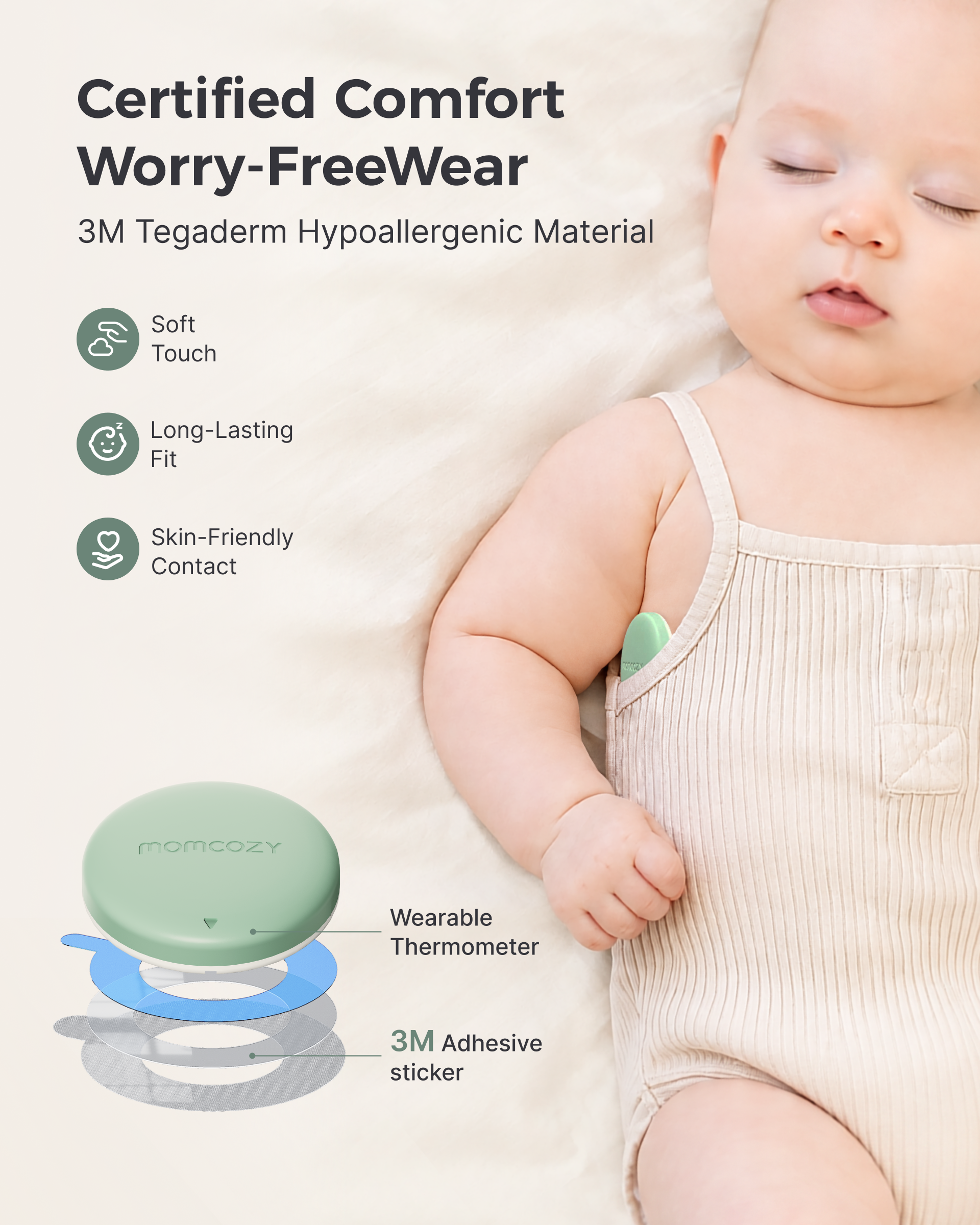 Momcozy Smart Wearable Baby Thermometer & Signal Booster Set