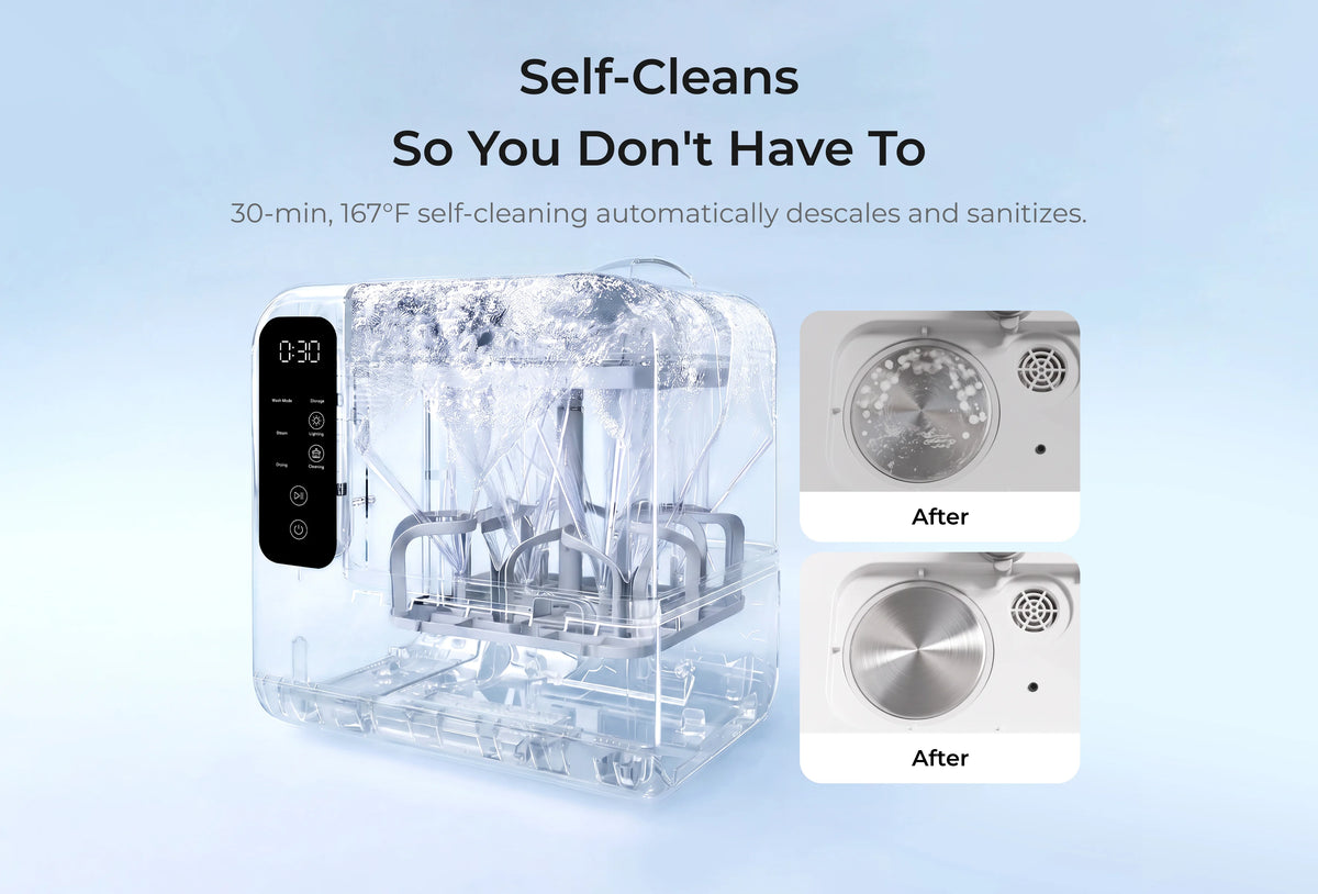 Cleaning Bundle: DeepClean Baby Bottle Washer(D8)  + 200 Cleaning & 30 Descaling Tablets