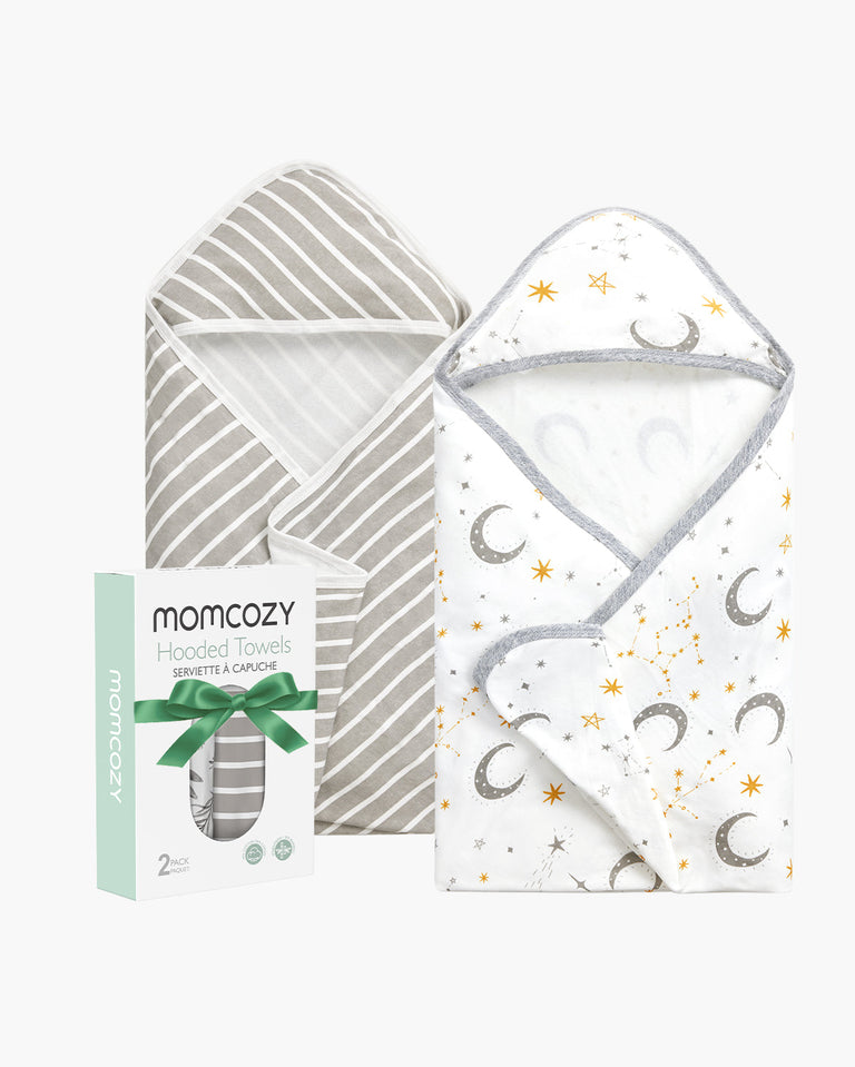 Momcozy Ręcznik z Kapturem dla Niemowląt – Gwiaździste Niebo, 2 szt.