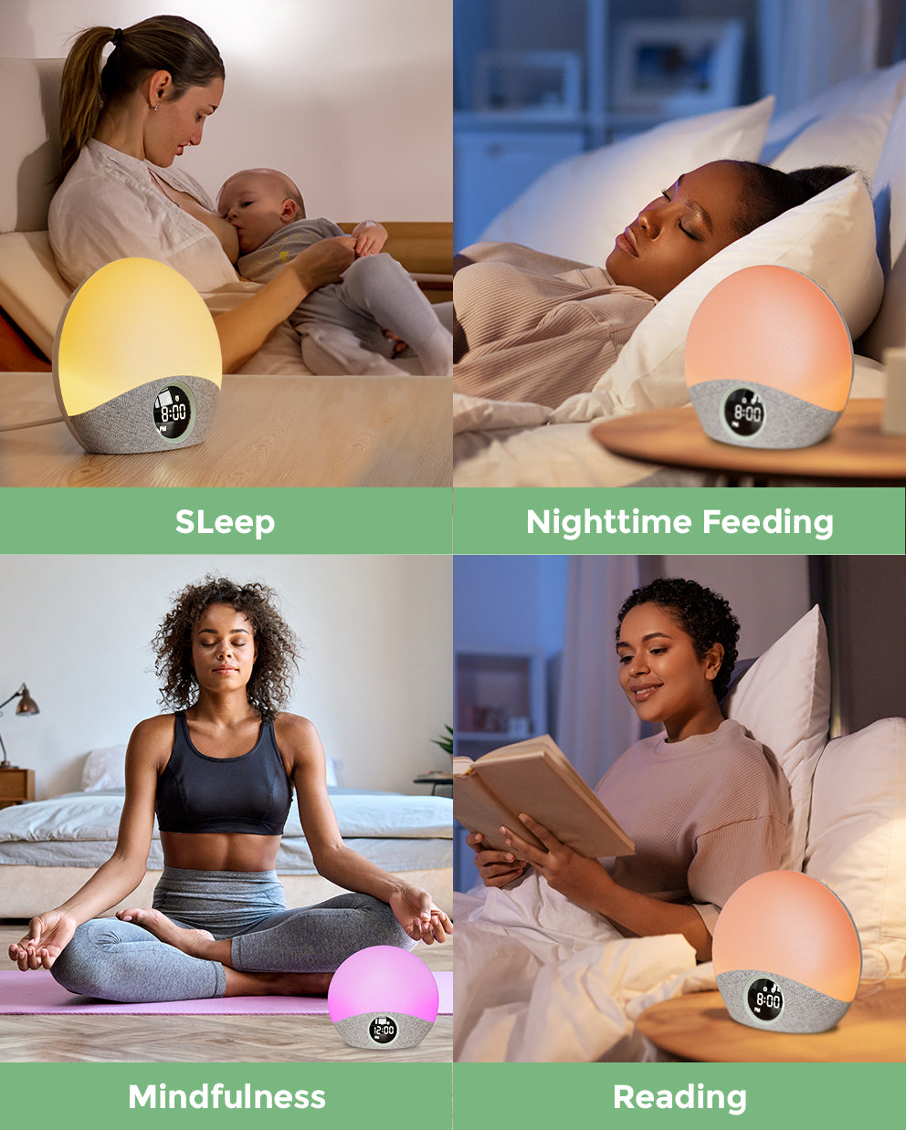 Momcozy Wake-up Light: Smart alarm clock for sleep, feeding, mindfulness, and reading. Featuring natural light.