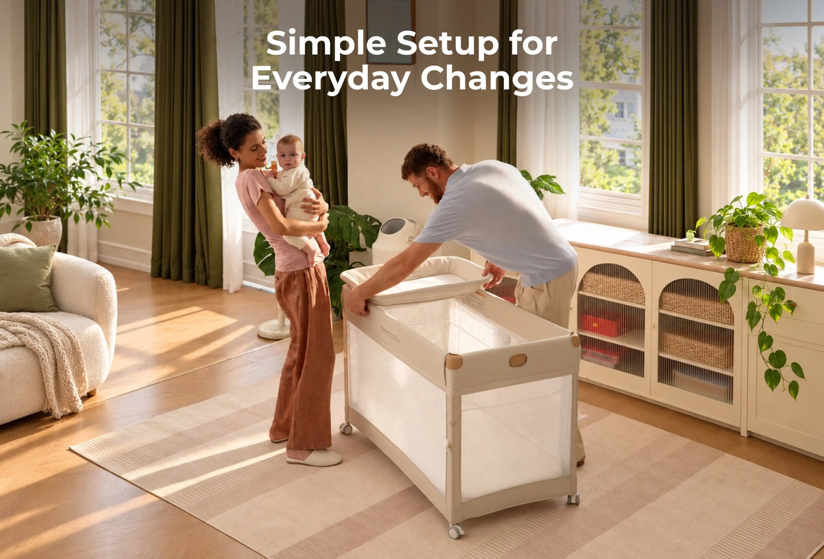 Momcozy Changing Table for Playard - Padded Diaper Station, Beige