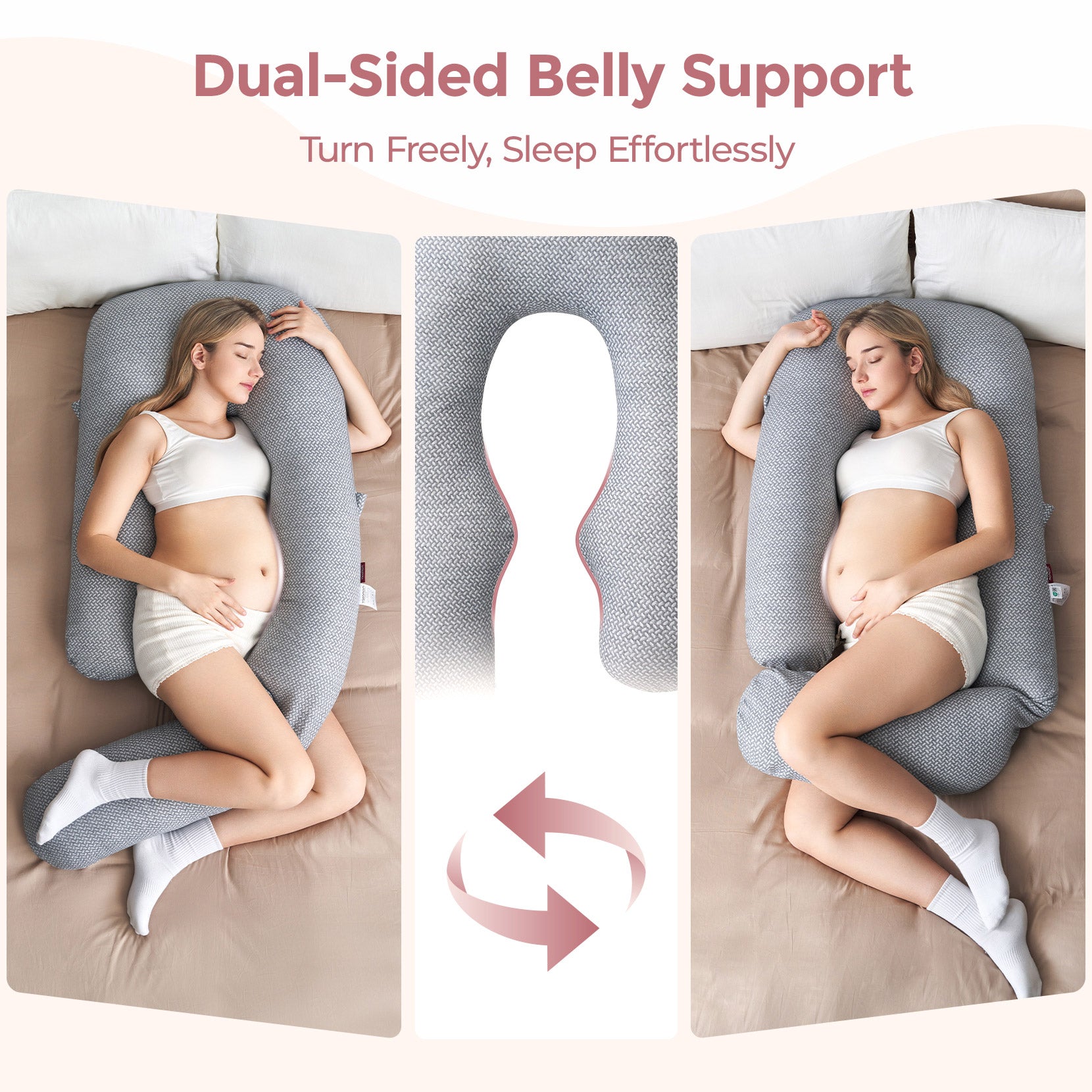 Momcozy pregnancy pillow positioning diagram