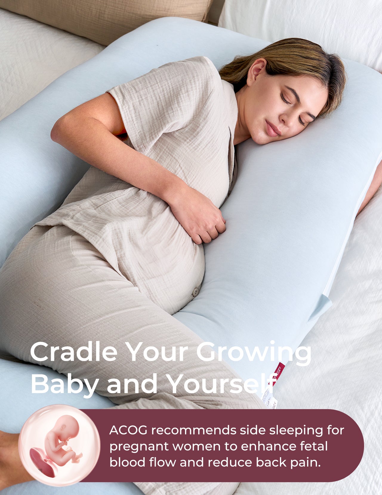 Huggable - U Shaped Cotton Maternity Body Pillow