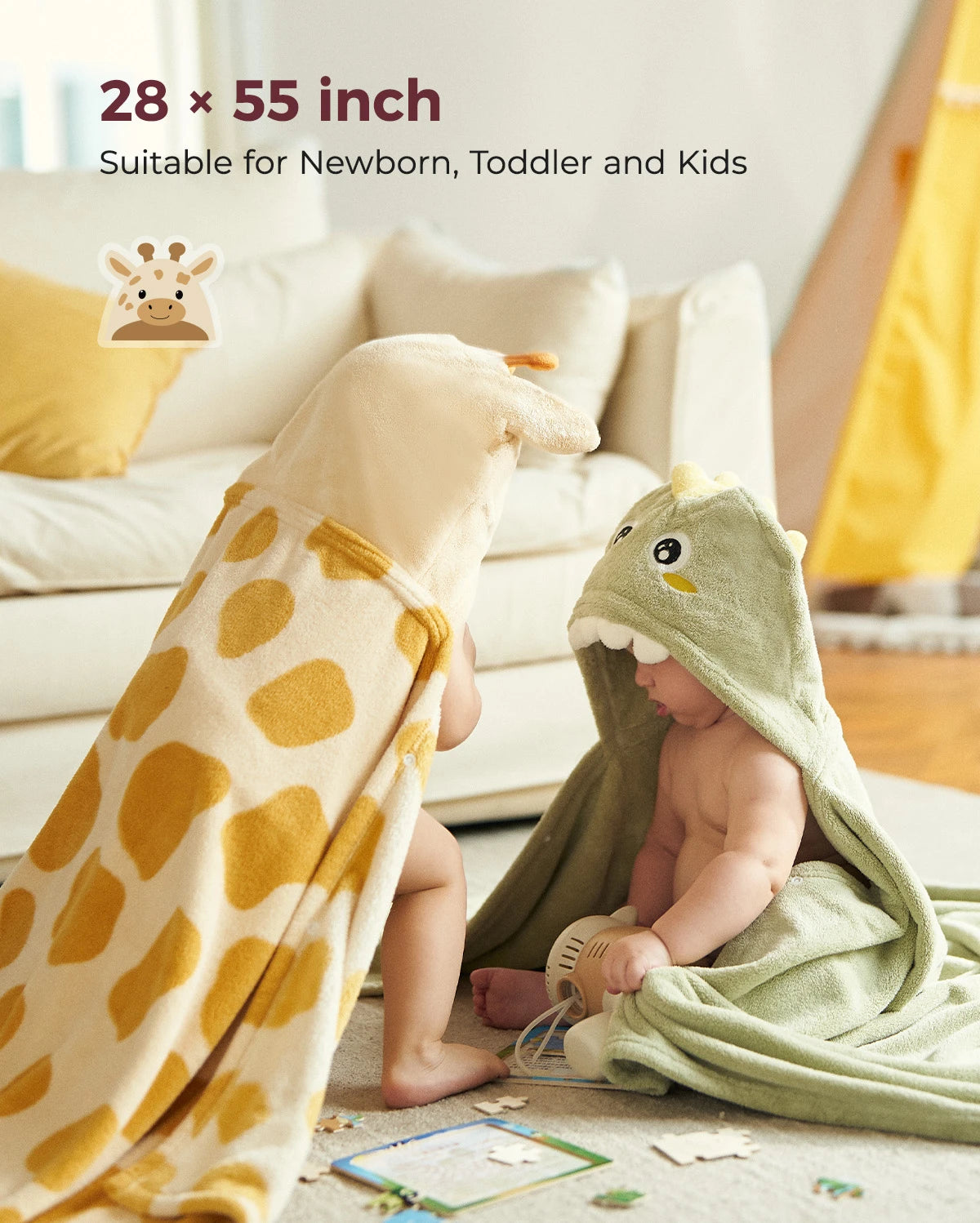 MOMCOZY mit Kapuze -Babybadetuch - freundlicher Panda