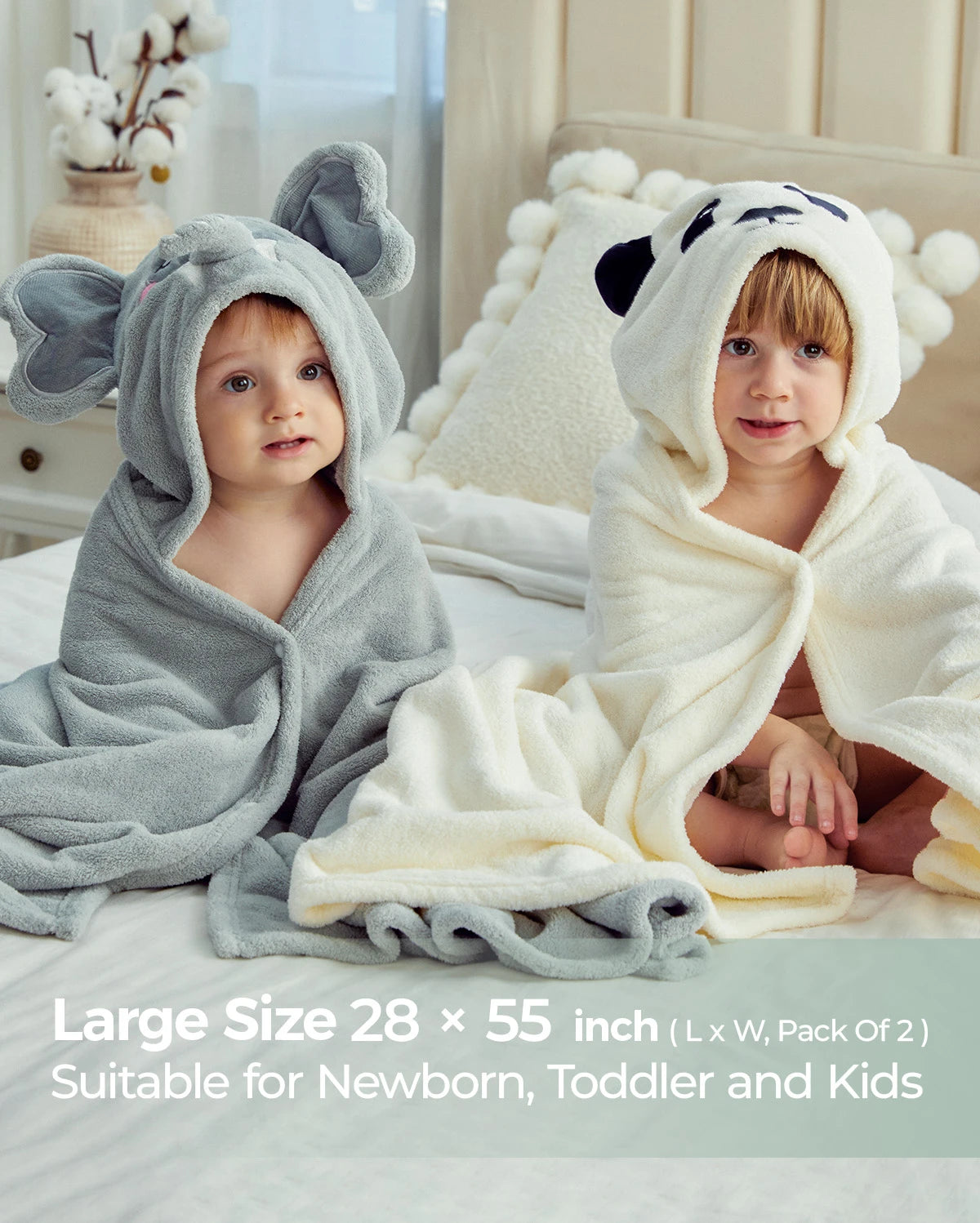 MOMCOZY mit Kapuze -Babybadetuch - freundlicher Panda