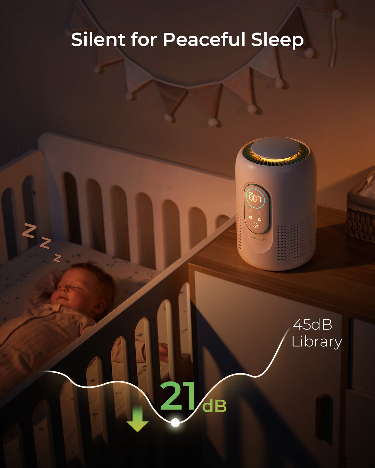 Nursery Air Purifier for Infants & Newborns | Quiet & Smart | Momcozy
