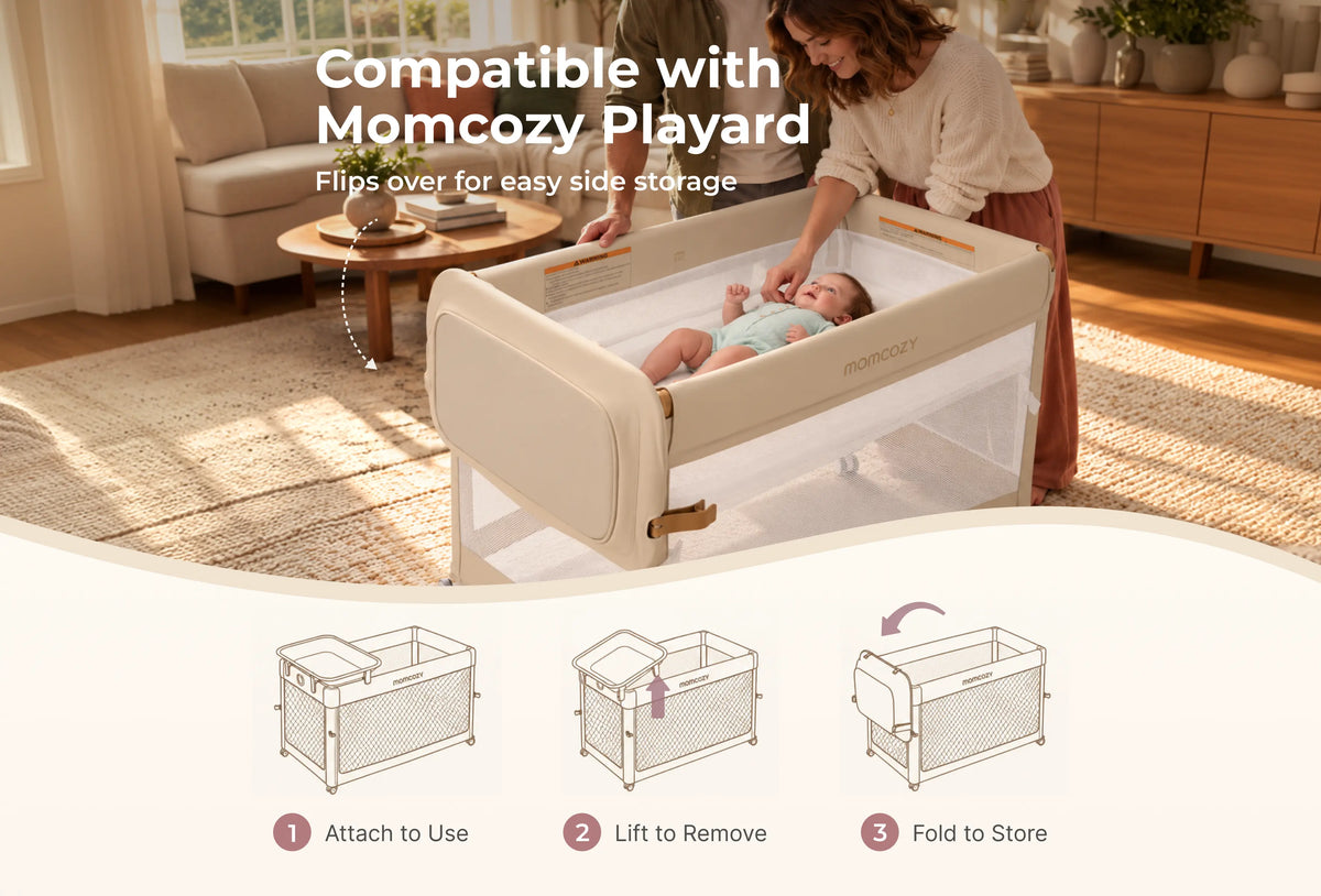 Momcozy Changing Table for Playard - Padded Diaper Station, Beige