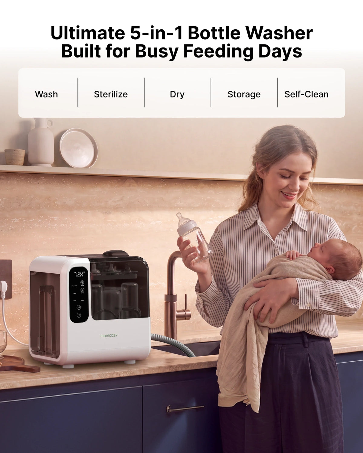 Cleaning Bundle: DeepClean Baby Bottle Washer(D8)  + 120 Cleaning Tablets