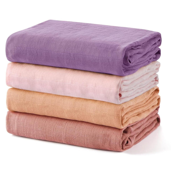 Momcozy Softness Swaddle Blankets -  Pink Purple (4 Pack)