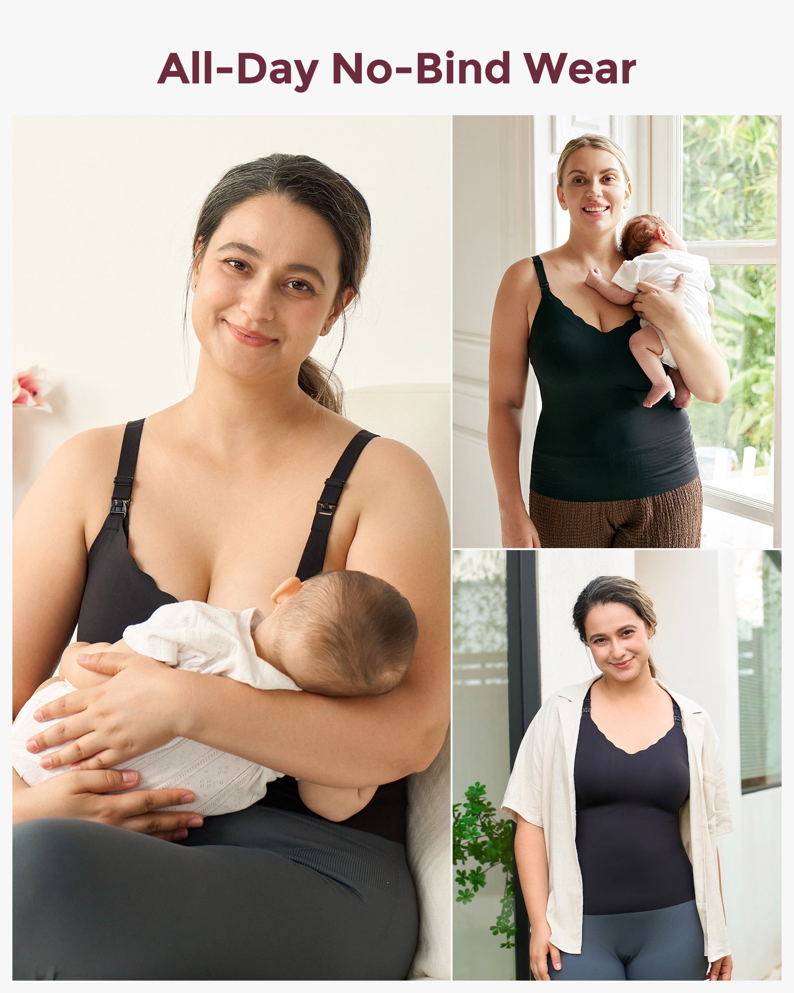 Black Maternity Nursing & Pumping Tank Top for comfort and easy breastfeeding access, showcasing all-day wear.