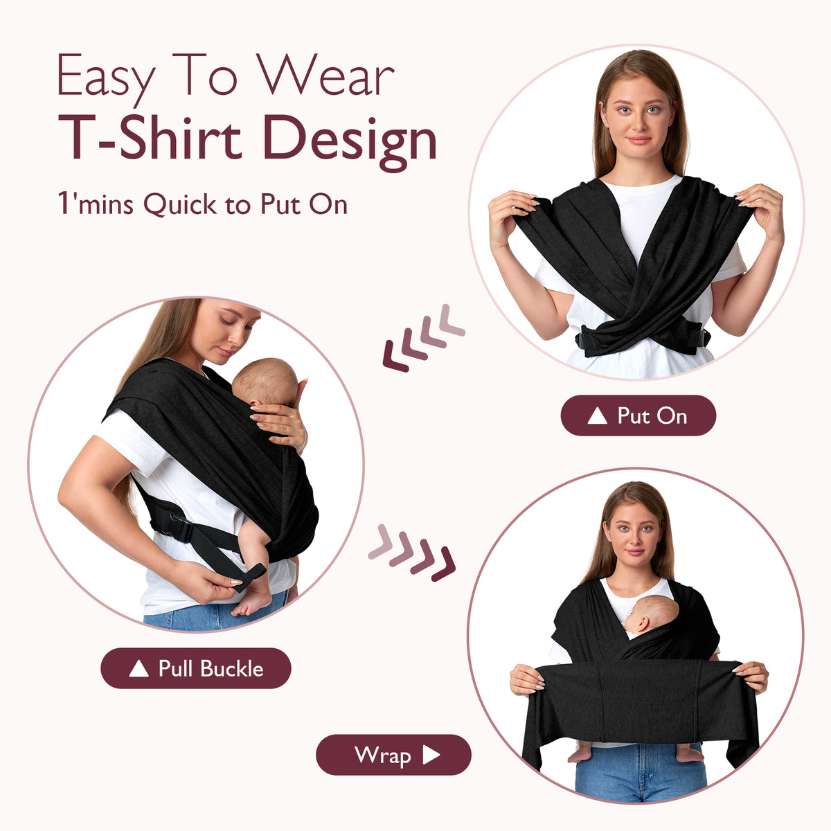 Adjustable Buckle Baby Wrap Carrier for Newborns