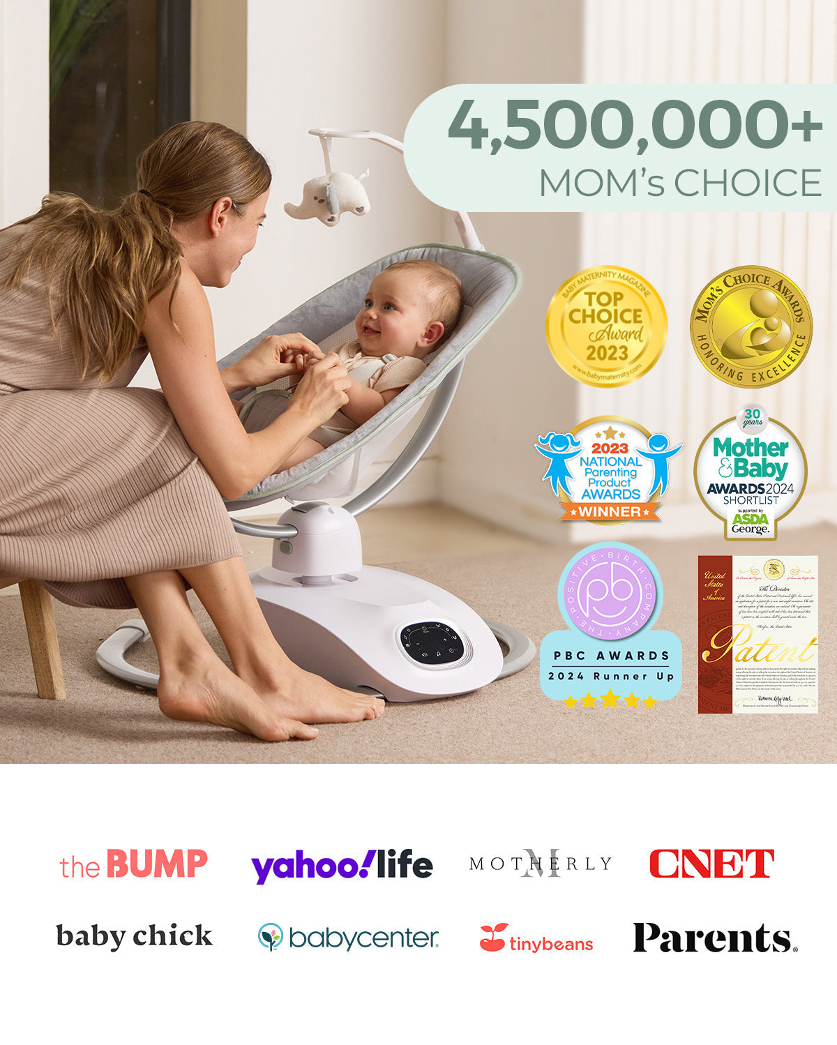 Momcozy CocoSway 3D-Motion Electric Baby Swing | 180°Rotatable Seat