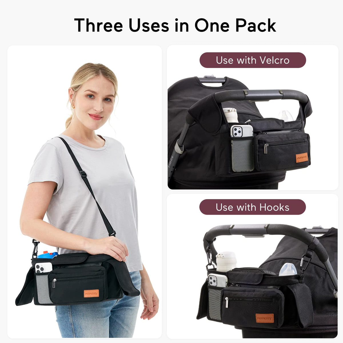 Organisateur De Poussette Uposao Multi-Fonction - Sac à Langer Avec Porte-Gobelet, Accessoire Essentiel Bébé