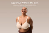 Close-up of the AirMesh Busty Nursing Bra on a fuller-busted model, showing wire-free support without bulk
