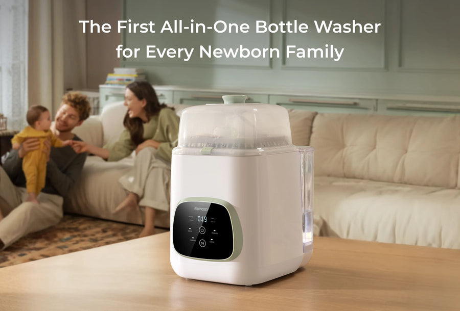 Momcozy KleanPal Pro loaded with baby bottles and pump parts