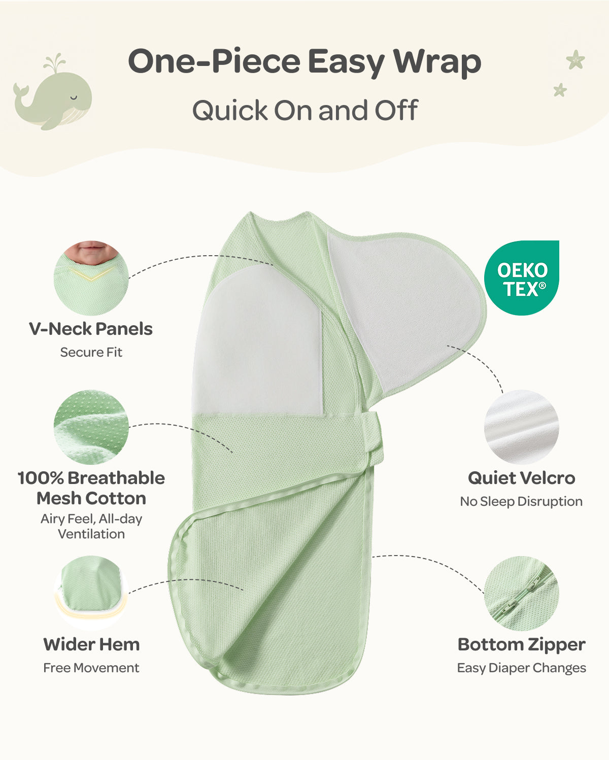 summer infant zipper swaddle Breathable Newborn Swaddle with Cotton Mesh