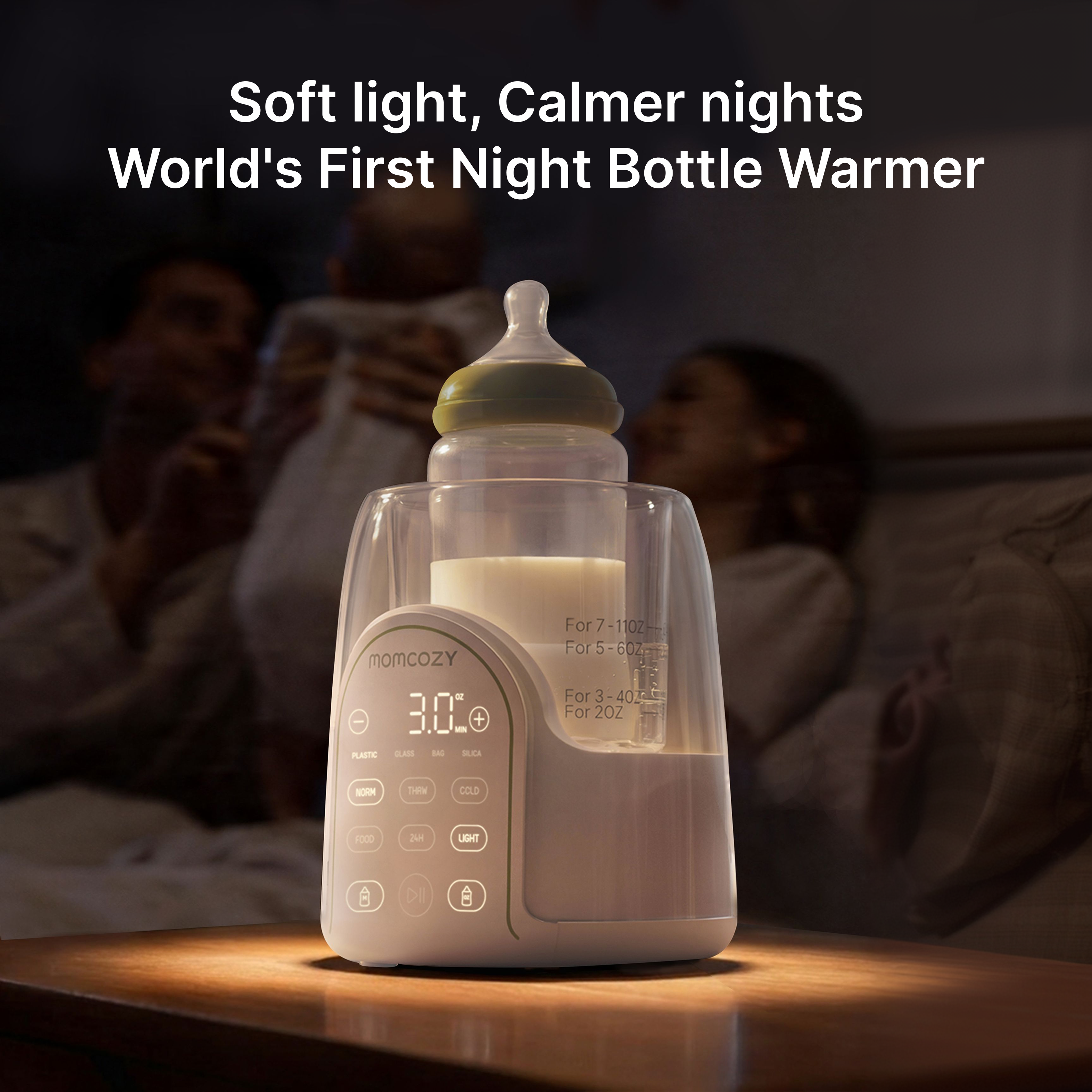 Momcozy NightPro baby bottle warmer with nightlight for fast night feeding