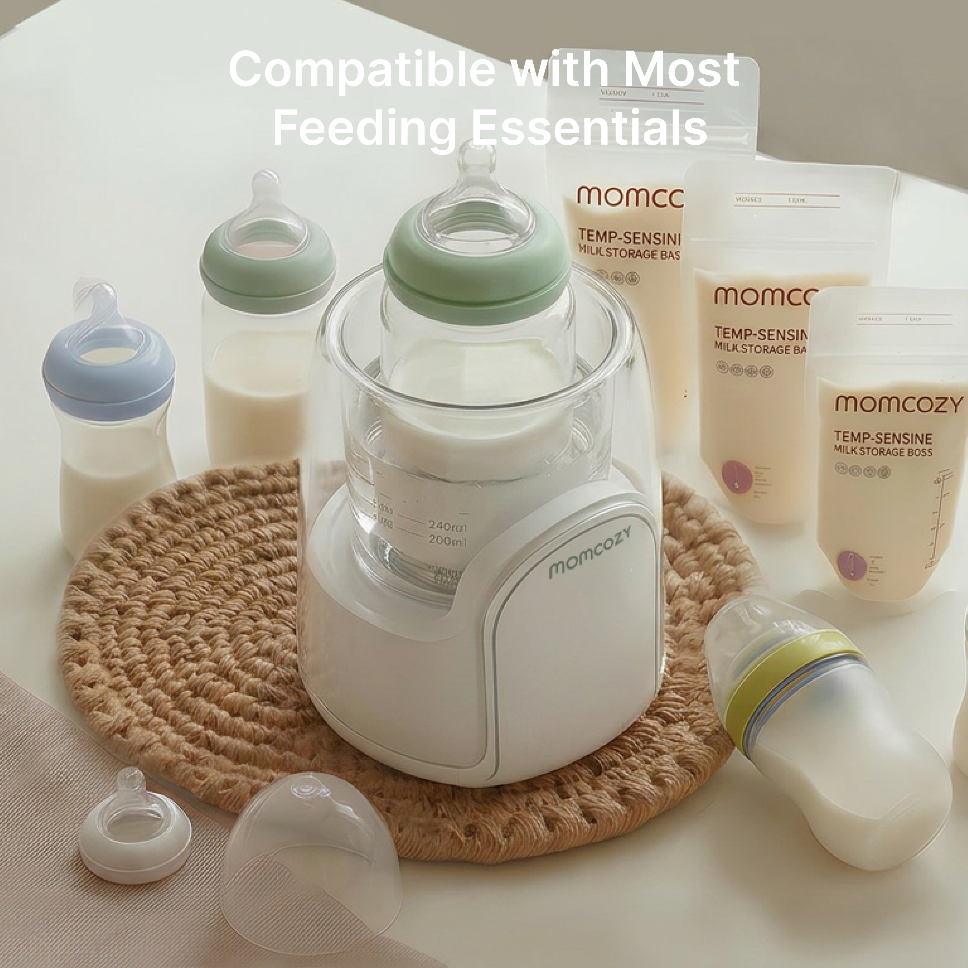 Momcozy NightPro Baby Bottle Warmer with nightlight, BPA-free Tritan design, for fast night feeding