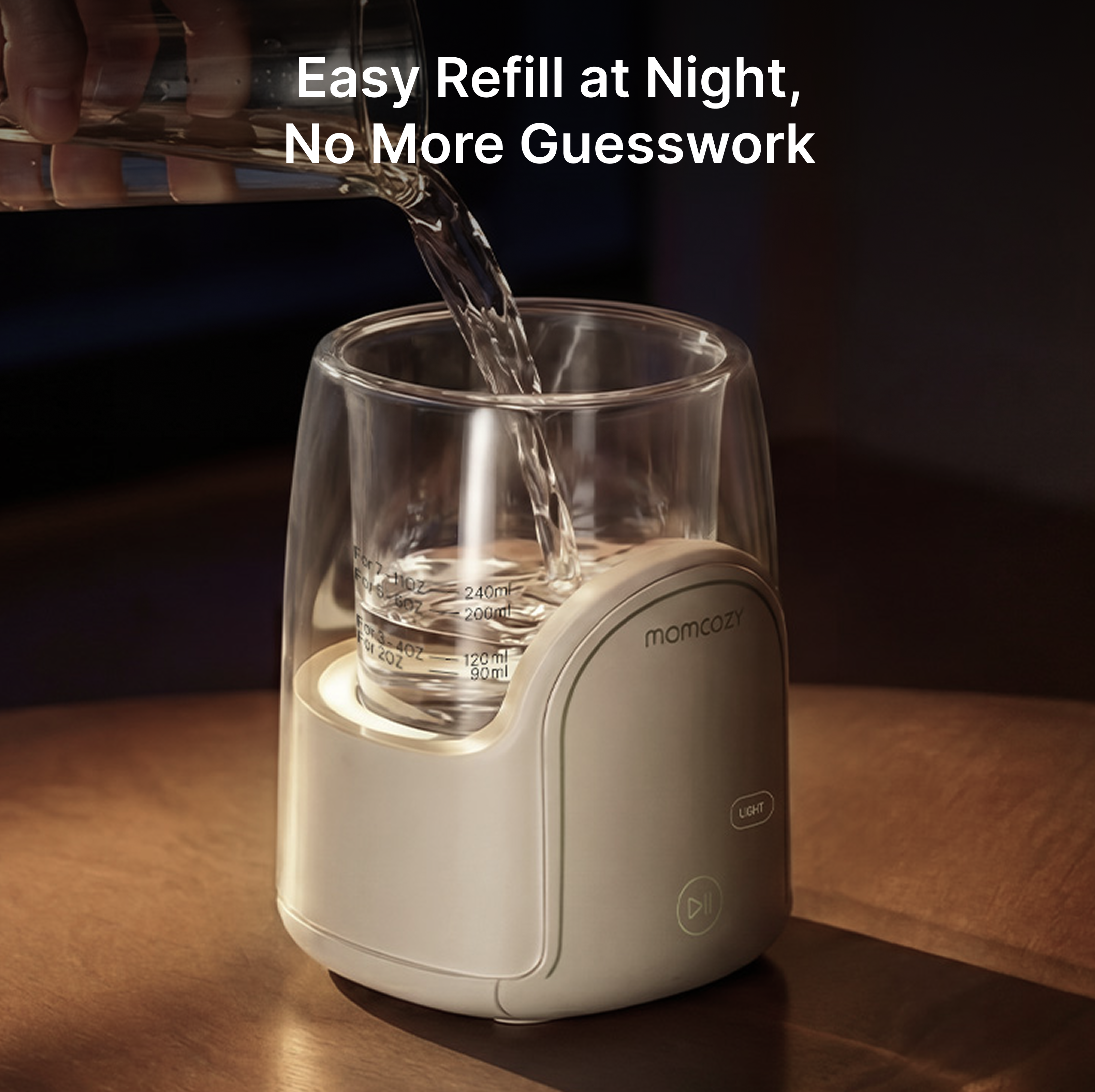 Momcozy NightPro Baby Bottle Warmer features quick warming, nutrient-safe heating, BPA-free Tritan, and wide compatibility