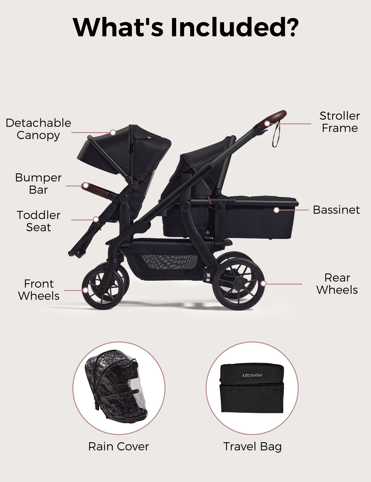 click connect double stroller frame Momcozy ChangeGo Baby Stroller: The Ultimate 23-in-1 Double Stroller for Growing Families