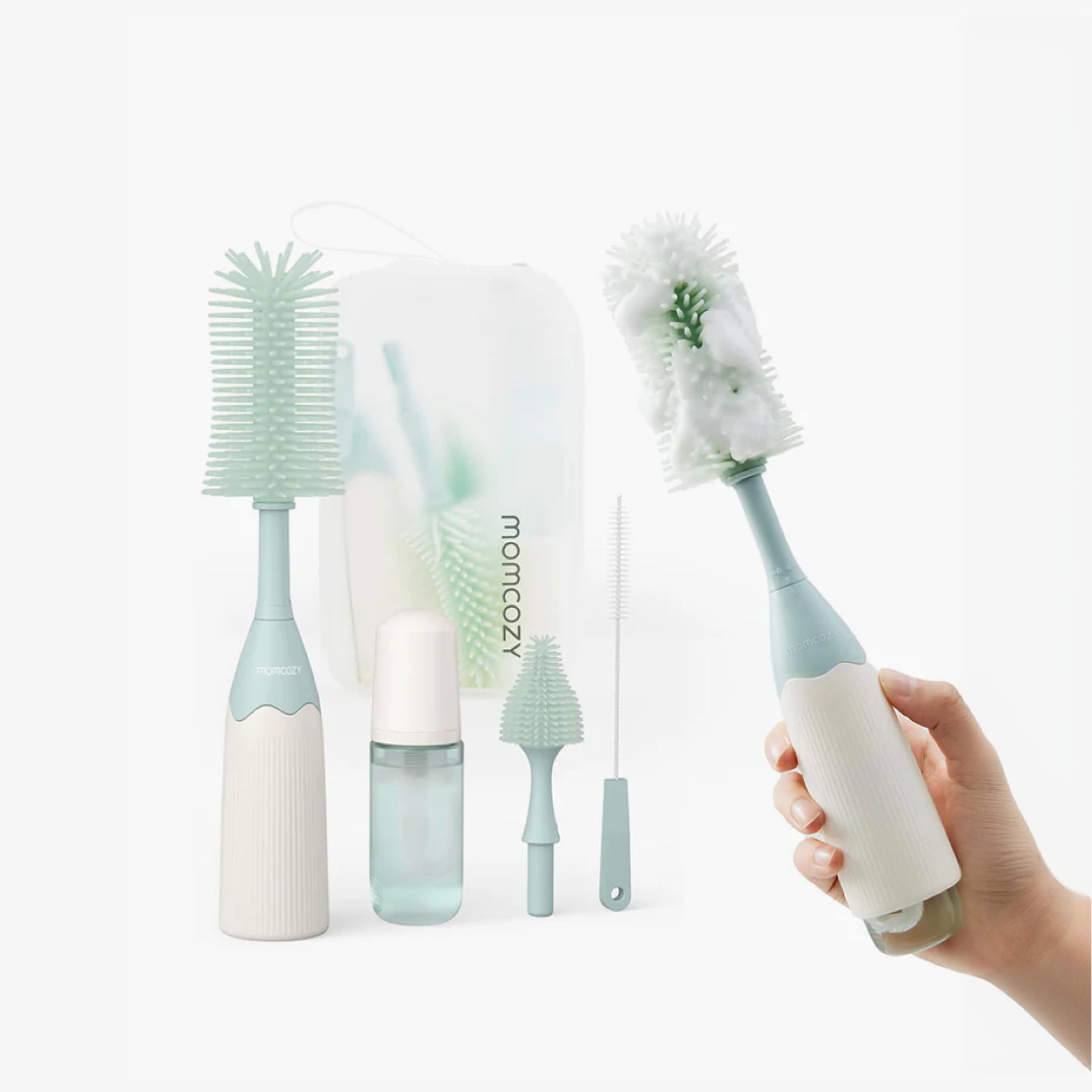 Momcozy Innovative Push-Press Design Bottle Brush Kit