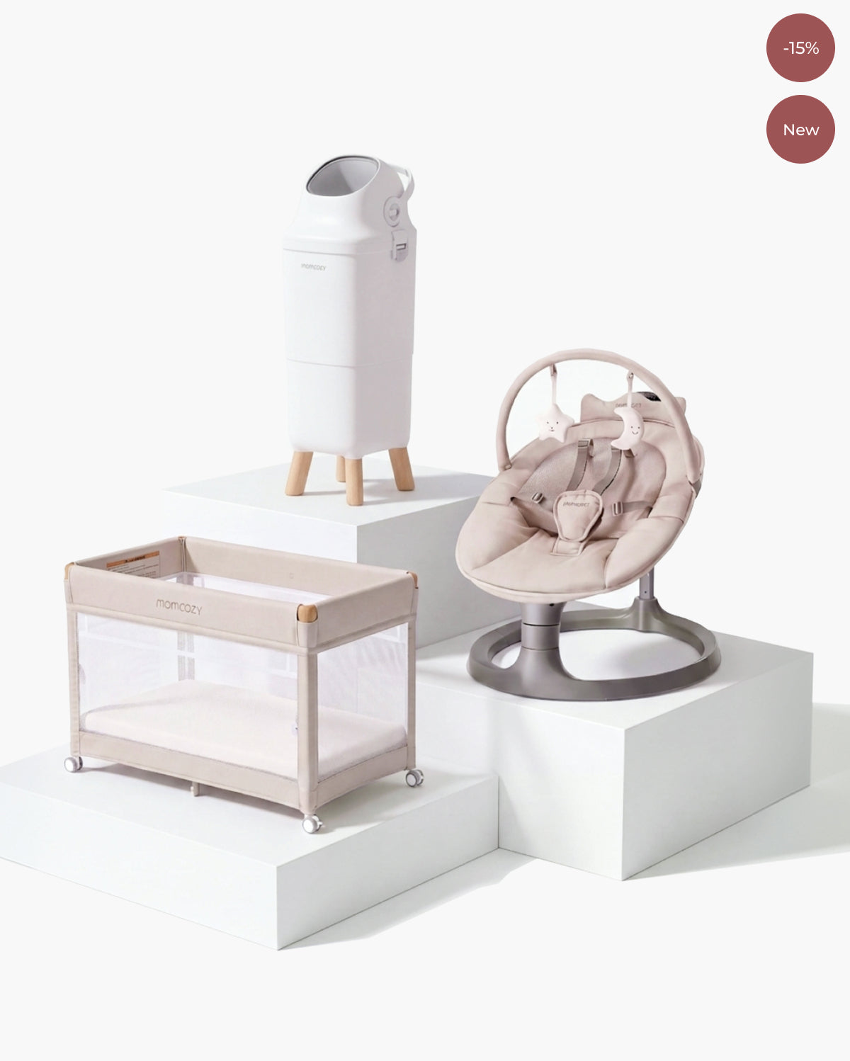 Playard & Diaper Pail & 2-in-1 Electric Baby Swing Bundle