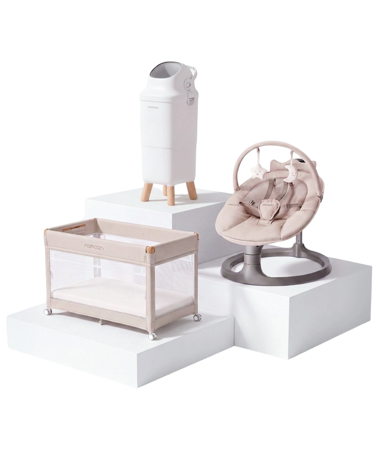 Playard & Diaper Pail & 2-in-1 Electric Baby Swing Bundle