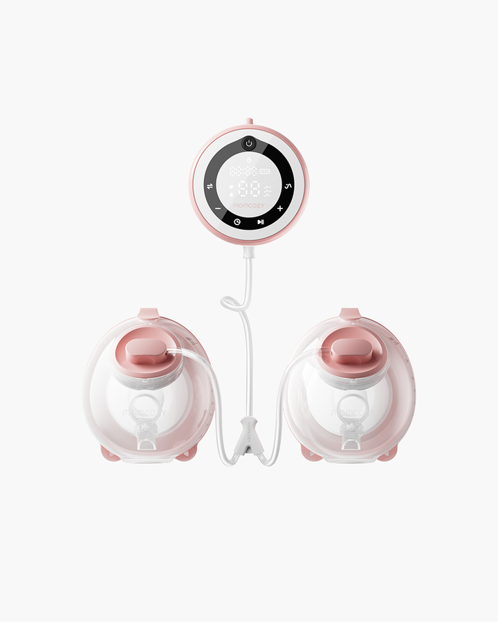 V1 Pro Hospital-Grade Wearable Breast Pump in pink with dual collection cups.