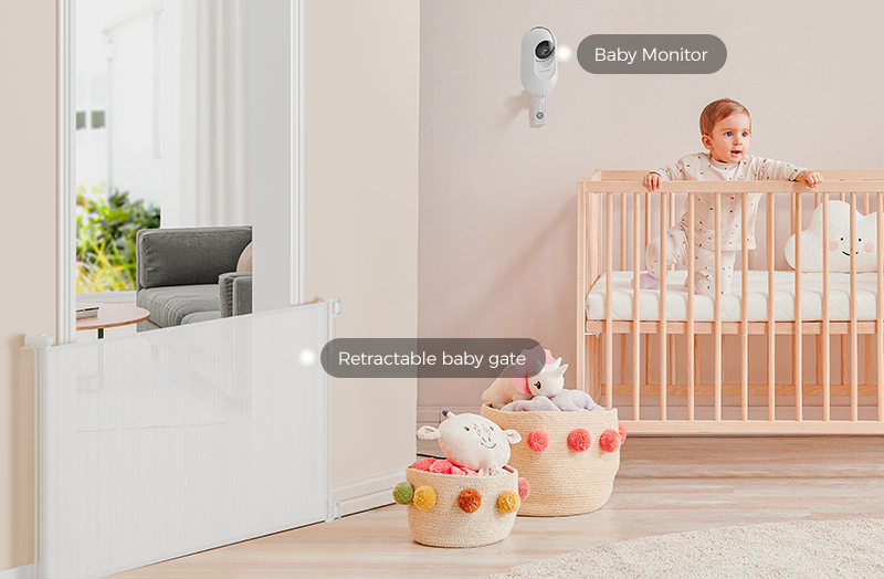 Safety First! Bundle: Single Baby Monitor and Single Retractable Baby Gate