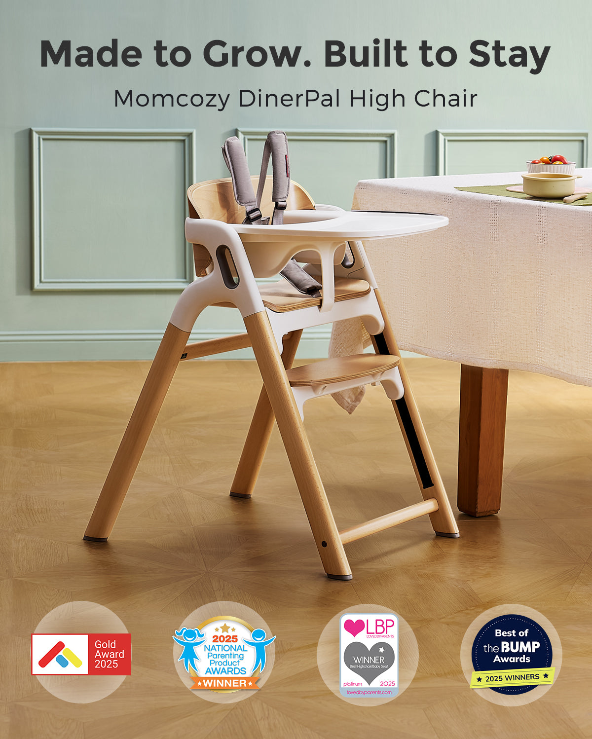 chaise évolutive stokke Momcozy DinerPal Baby High Chair: 5-Point Harness for Maximum Safety