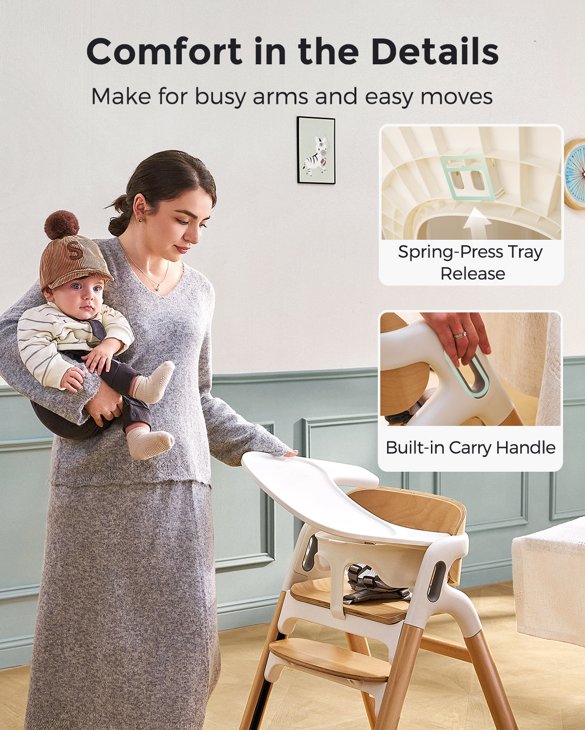 Momcozy DinerPal Baby High Chair: 5-Point Harness for Maximum Safety