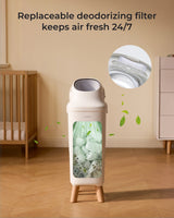 Momcozy Triple-Seal diaper pail with replaceable deodorizing filter, keeps air fresh 24/7