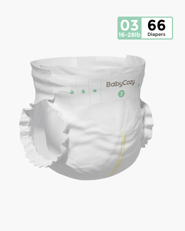 BabyCozy softest diaper size 03 for 16-28 pounds babies, available in a pack of 66