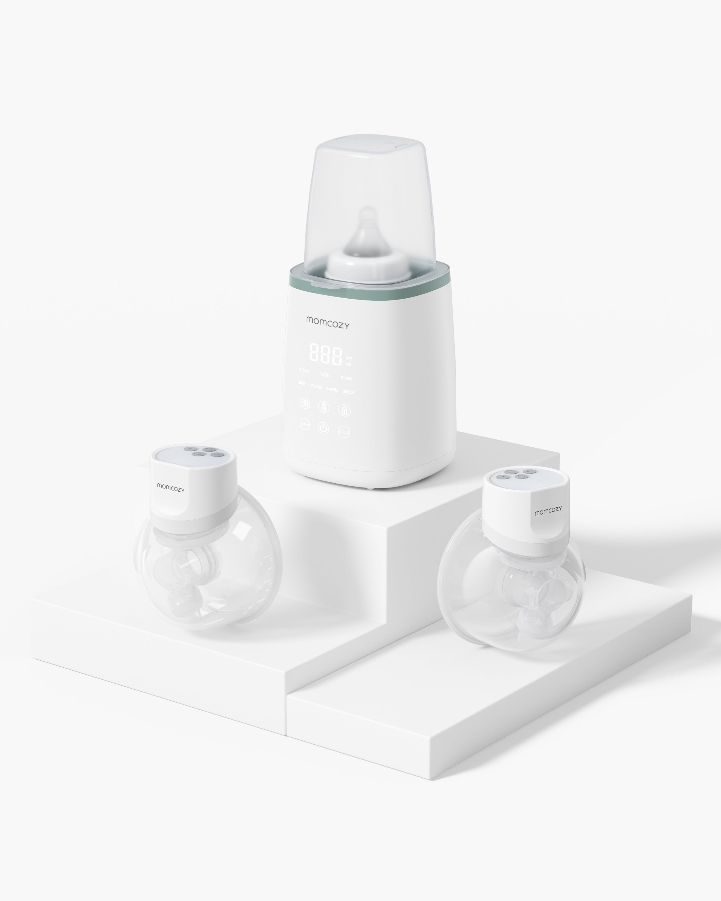 S12 Warmer Bundle: Double S12 Pro Wearable Breast Pump and 6-in-1 Fast Baby Bottle Warmer Front