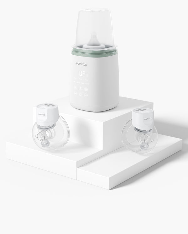 S12 Warmer Bundle: Double S12 Pro Wearable Breast Pump and 6-in-1 Fast Baby Bottle Warmer Front
