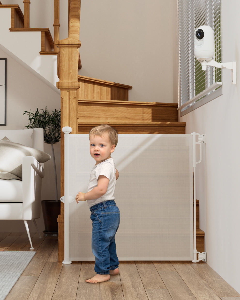 Baby Monitor and Retractable Baby Gate with Baby
