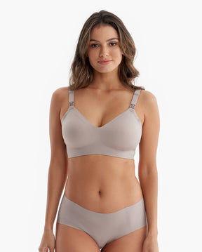 Bra Duo Pack: SMOOTH & Supermom Color Brown Front